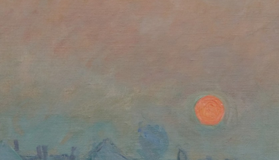 Soleil-couchant-sur-la-seine-Lavacourt-Monet détail de tableau de Monet exposé au Petit Palais